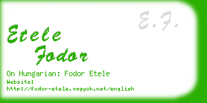 etele fodor business card